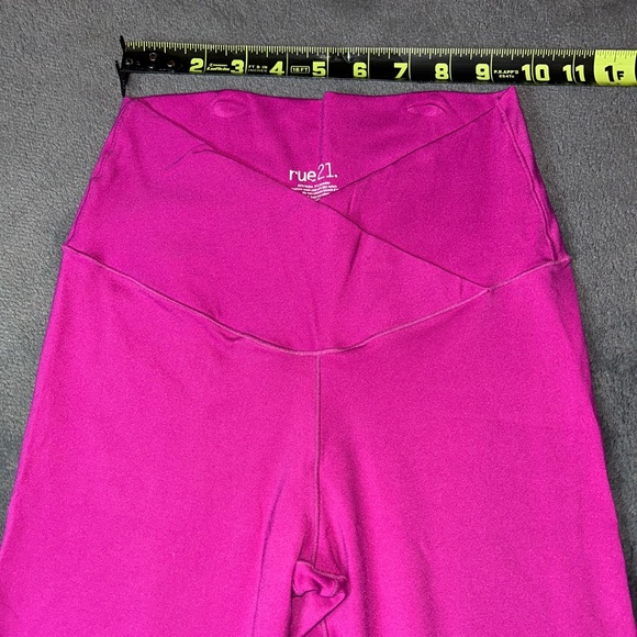 Rue 21 Size S Hot Pink Cross Waist Tummy Control Flared Leg Pilates Leggings - Picture 4 of 7